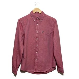 American Eagle Outfitters AEO Classic Fit Red Men's Button Down Shirt Size Small